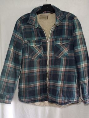 Western Insulated Sherpa Flannel Jacket Cozy Rancher Chore Barn Coat Cowgirl  L